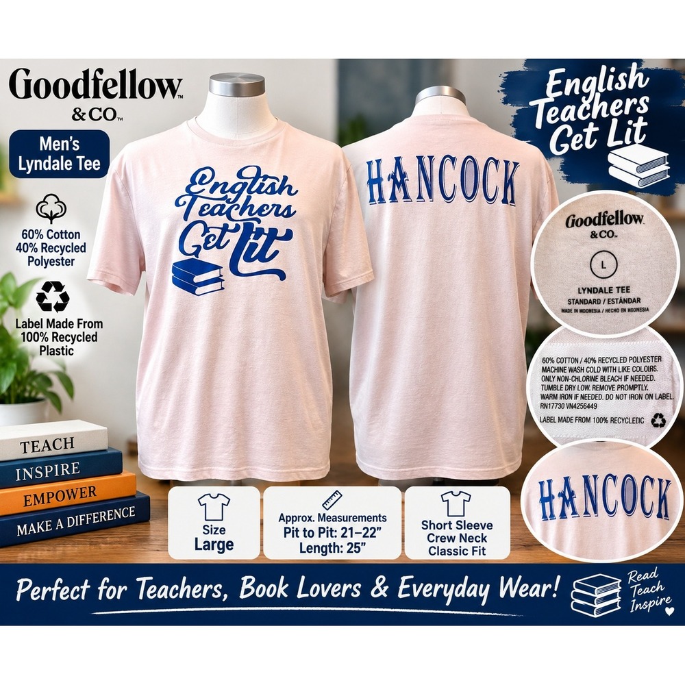 Goodfellow English Teachers Get Lit Hancock Graphic Tee Pink Mens Large L